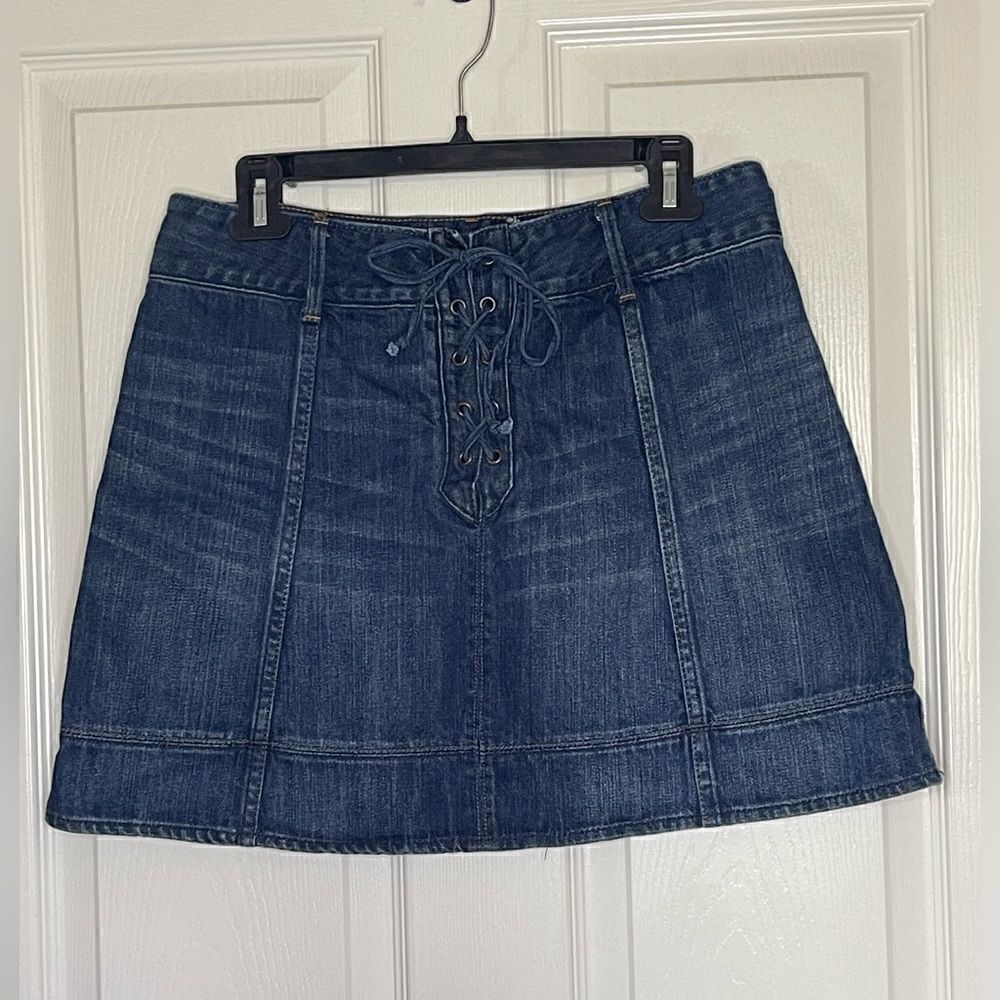Abercrombie & Fitch A&F Lace Up Denim Mini Skirt size 10